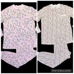 Lot Of 2 Vermont Country Store Pajama Set Cotton Sz S Floral Henley Pockets